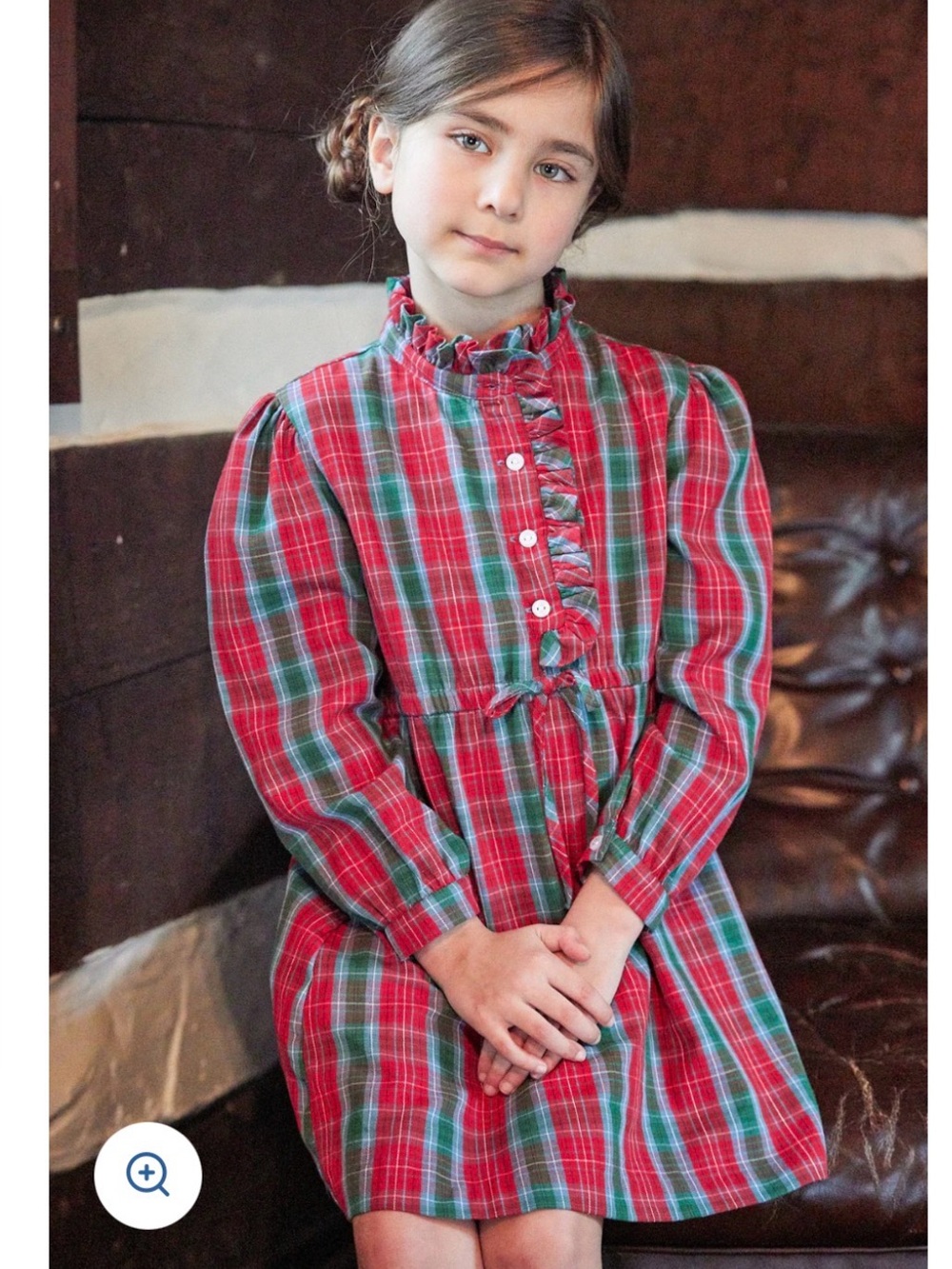 Little English Red and Green Plaid Ruffle-Trim Dress